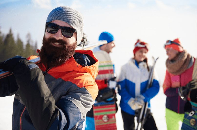 ski athlete close look