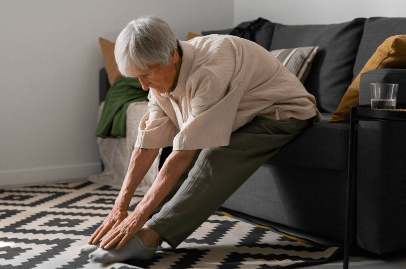 senior woman stretching