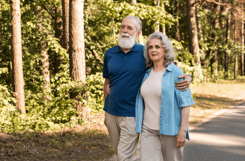 senior couple walking